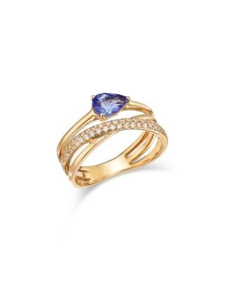 Bloomingdale's Fine Collection Tanzanite & Diamond Crossover Statement Ring in 14K Yellow Gold