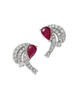 Bloomingdale's Fine Collection Ruby & Diamond Stud Earrings in 14K White Gold