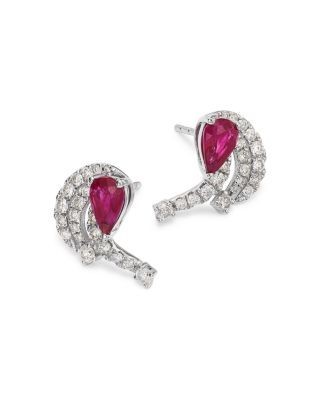 Bloomingdale's Fine Collection Ruby & Diamond Stud Earrings in 14K White Gold