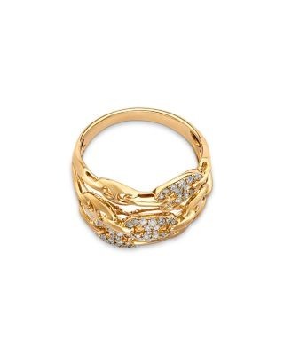 Bloomingdale's Fine Collection Diamond Pave Mariner Ring in 14K Yellow Gold, 0.35 tcw