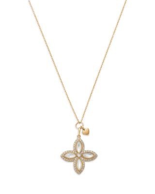 Bloomingdale's Fine Collection Mother of Pearl & Diamond Flower Pendant Necklace in 14K Yellow Gold, 18