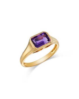 Bloomingdale's Fine Collection Amethyst Emerald Cut Ring in 14K Yellow Gold