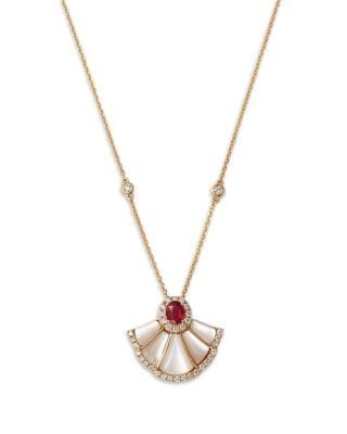 Bloomingdale's Fine Collection Ruby, Mother of Pearl & Diamond Pendant Necklace in 14K Yellow Gold, 18