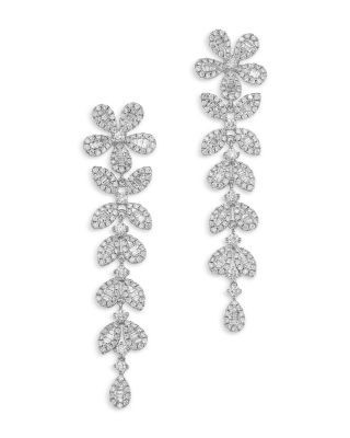 Bloomingdale's Fine Collection Diamond Flower Drop Earrings in 18K White Gold, 3.5 tcw