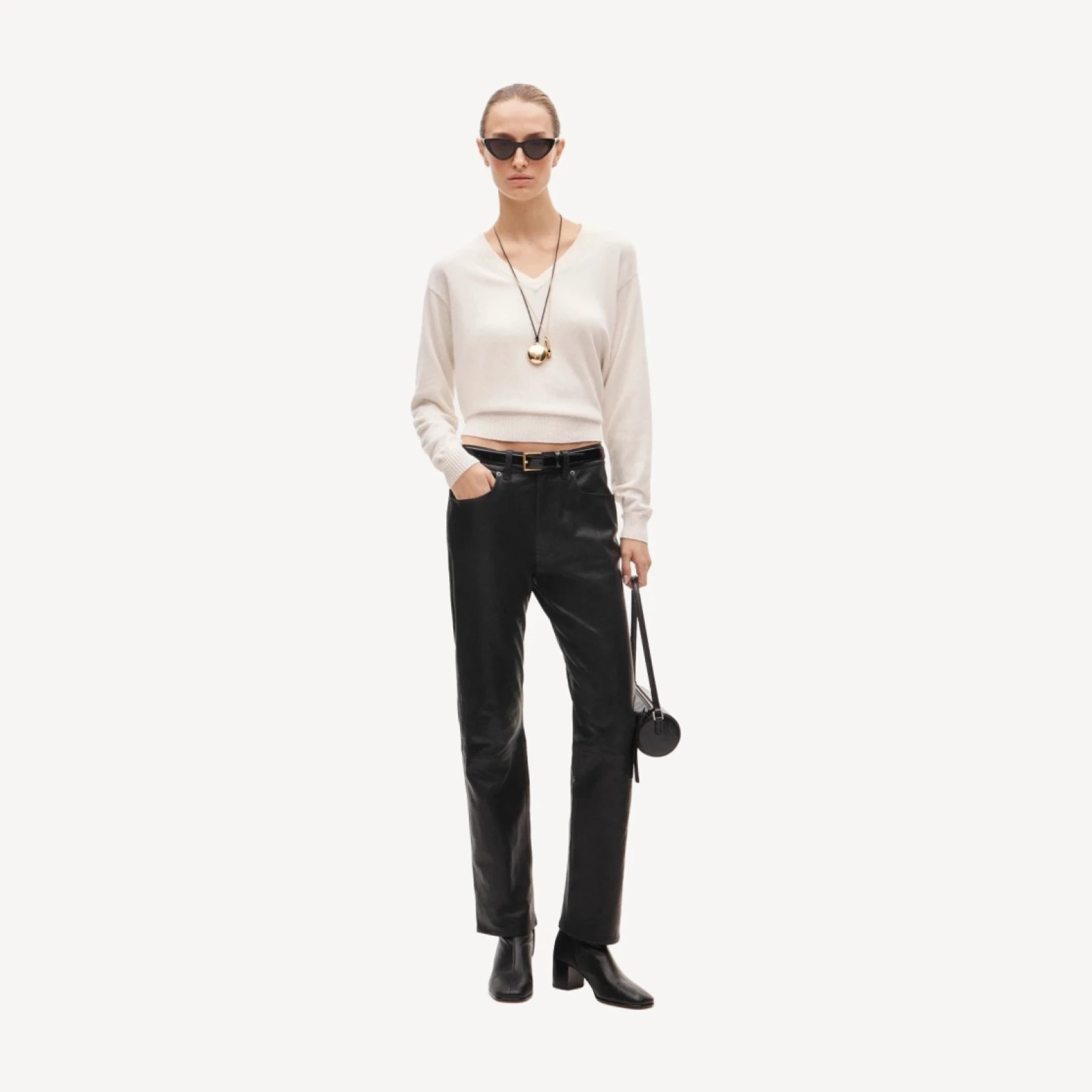 Jesse relaxed-straight pant in leather