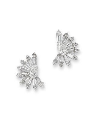 Bloomingdale's Fine Collection Diamond Mixed Cut Stud Earrings in 14K White Gold, 1.45 tcw
