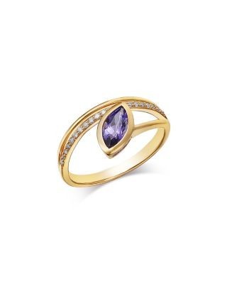 Bloomingdale's Fine Collection Tanzanite & Diamond Bypass Ring in 14K Yellow Gold