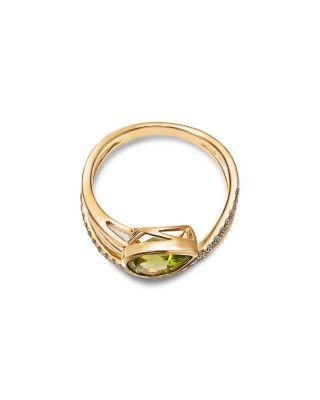 Bloomingdale's Fine Collection Peridot & Diamond Bypass Ring in 14K Yellow Gold