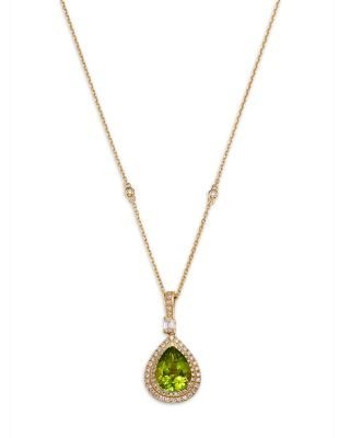 Bloomingdale's Fine Collection Peridot & Diamond Pendant Necklace in 14K Yellow Gold
