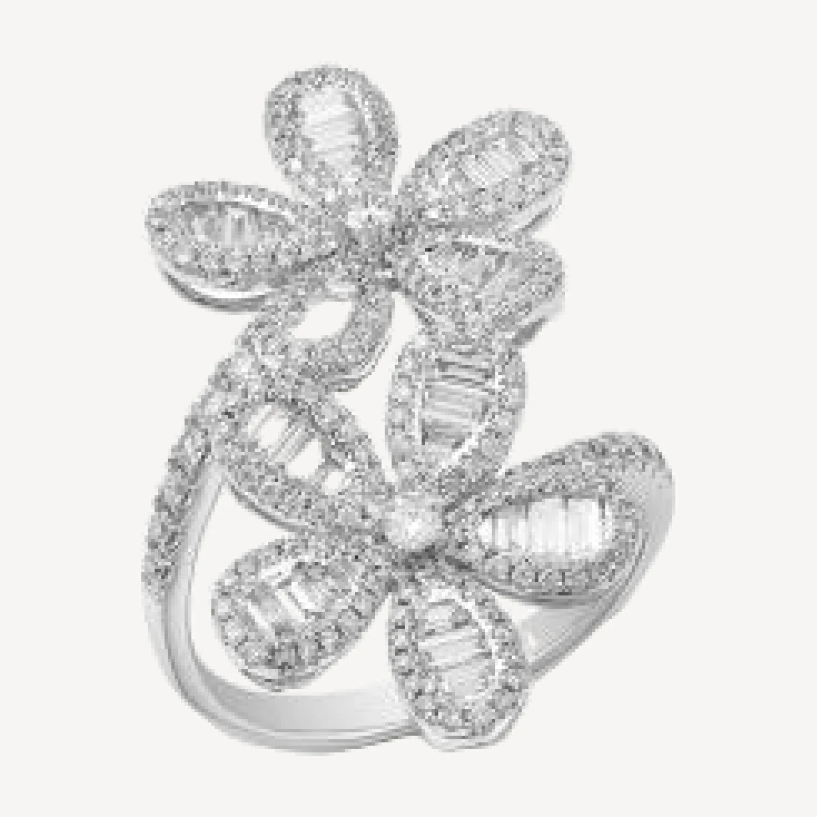 Bloomingdale's Fine Collection Diamond Round & Baguette Daisy Bypass Ring in 14K White Gold, 1.54 tcw