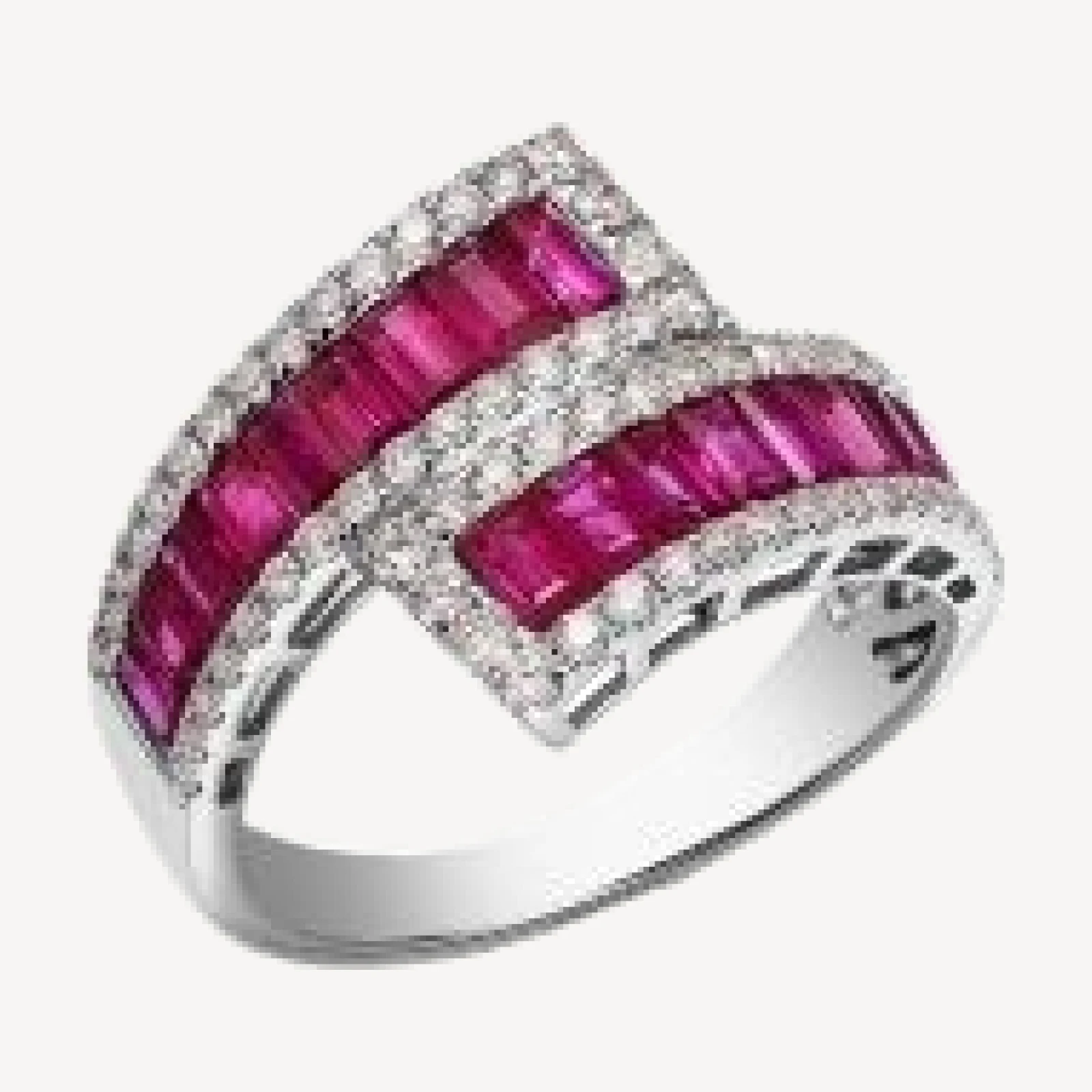 Bloomingdale's Fine Collection Ruby & Diamond Bypass Ring in 14K White Gold
