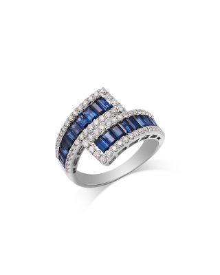 Bloomingdale's Fine Collection Sapphire & Diamond Bypass Ring in 14K White Gold