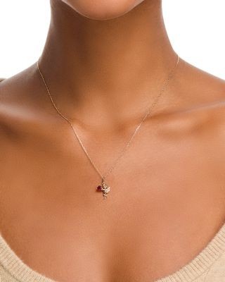 Bloomingdale's Fine Collection Ruby & Diamond Cupid Heart Pendant Necklace in 14K Yellow Gold, 18