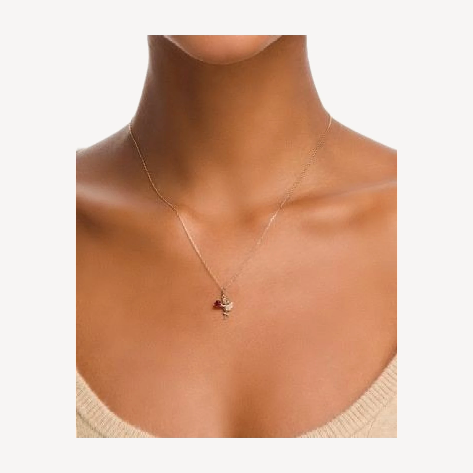 Bloomingdale's Fine Collection Ruby & Diamond Cupid Heart Pendant Necklace in 14K Yellow Gold, 18