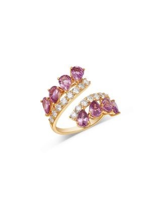 Bloomingdale's Fine Collection Pink Sapphire & Diamond Bypass Ring in 18K Yellow Gold