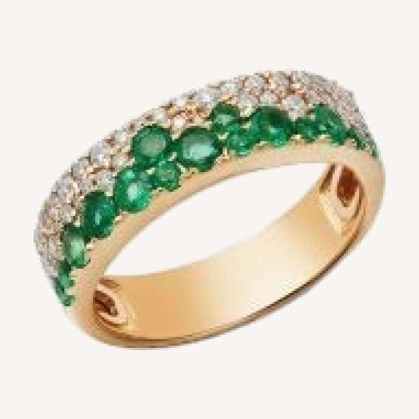 Bloomingdale's Fine Collection Emerald & Diamond Cluster Band in 14K Yellow Gold
