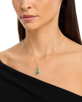 Bloomingdale's Fine Collection Emerald & Diamond Pendant Necklace in 14K Yellow Gold