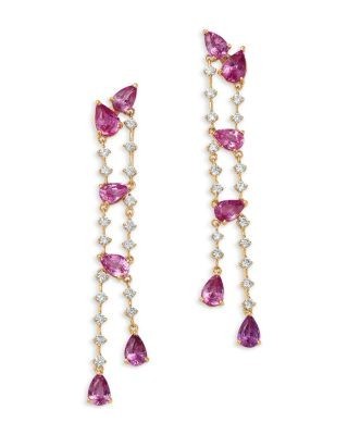 Bloomingdale's Fine Collection Pink Sapphire & Diamond Drop Earrings in 14K Yellow Gold