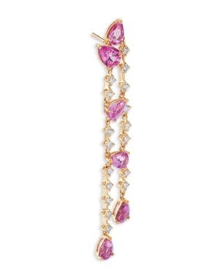 Bloomingdale's Fine Collection Pink Sapphire & Diamond Drop Earrings in 14K Yellow Gold
