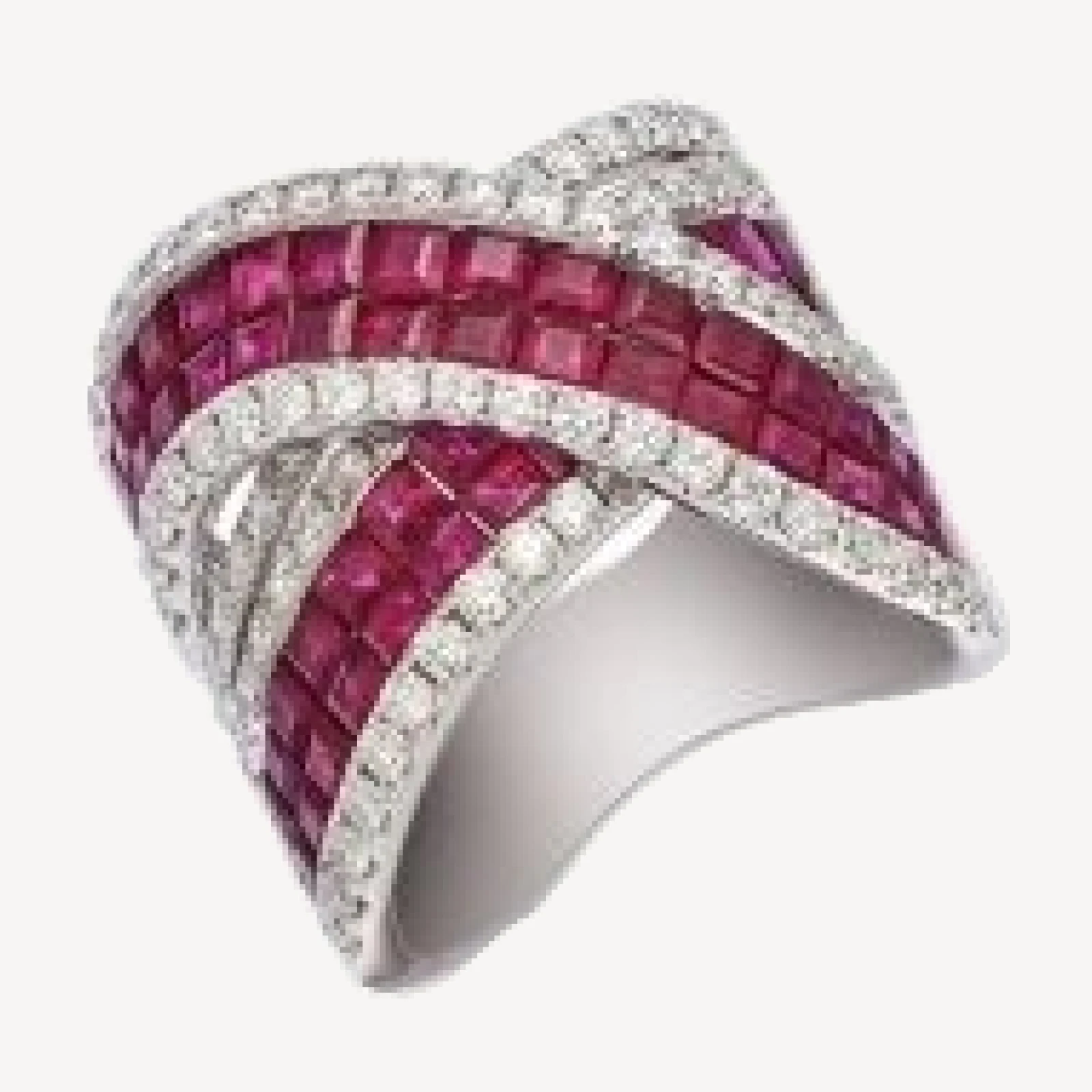 Bloomingdale's Fine Collection Luxe Collection Ruby & Diamond Cross Over Ring in 14K White Gold