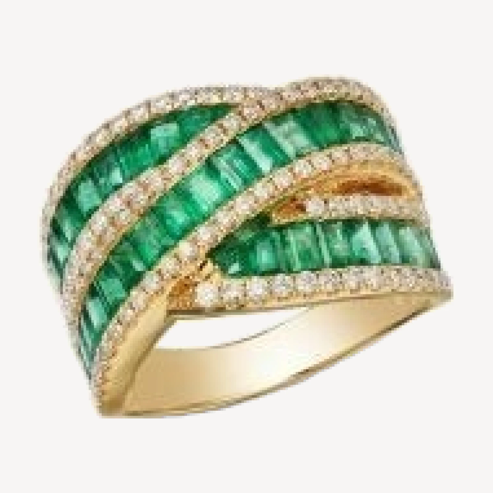 Bloomingdale's Fine Collection Emerald & Diamond Crossover Ring in 14K Yellow Gold