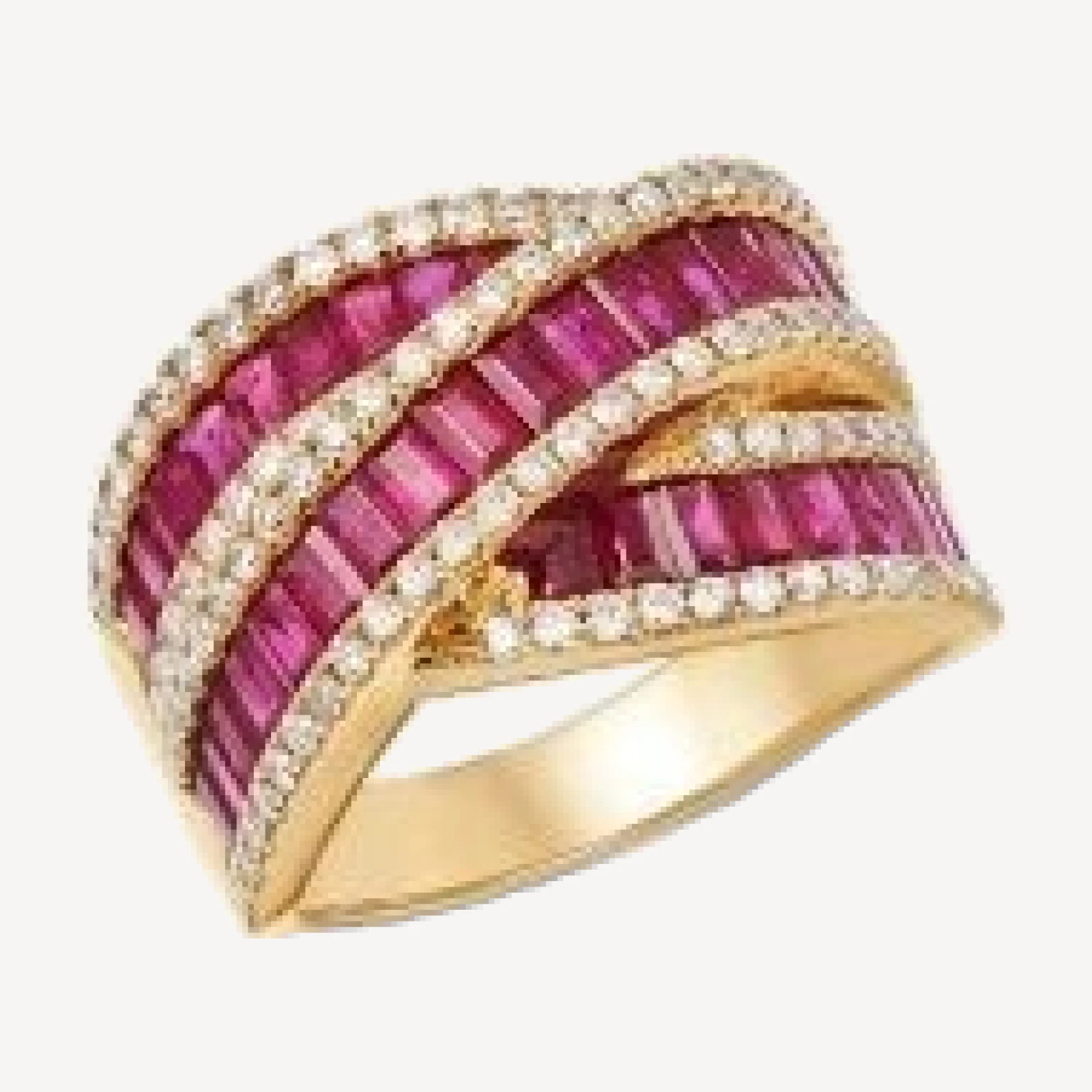 Bloomingdale's Fine Collection Ruby & Diamond Crossover Ring in 14K Yellow Gold