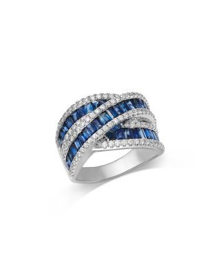 Bloomingdale's Fine Collection Blue Sapphire & Diamond Crossover Ring in 14K White Gold