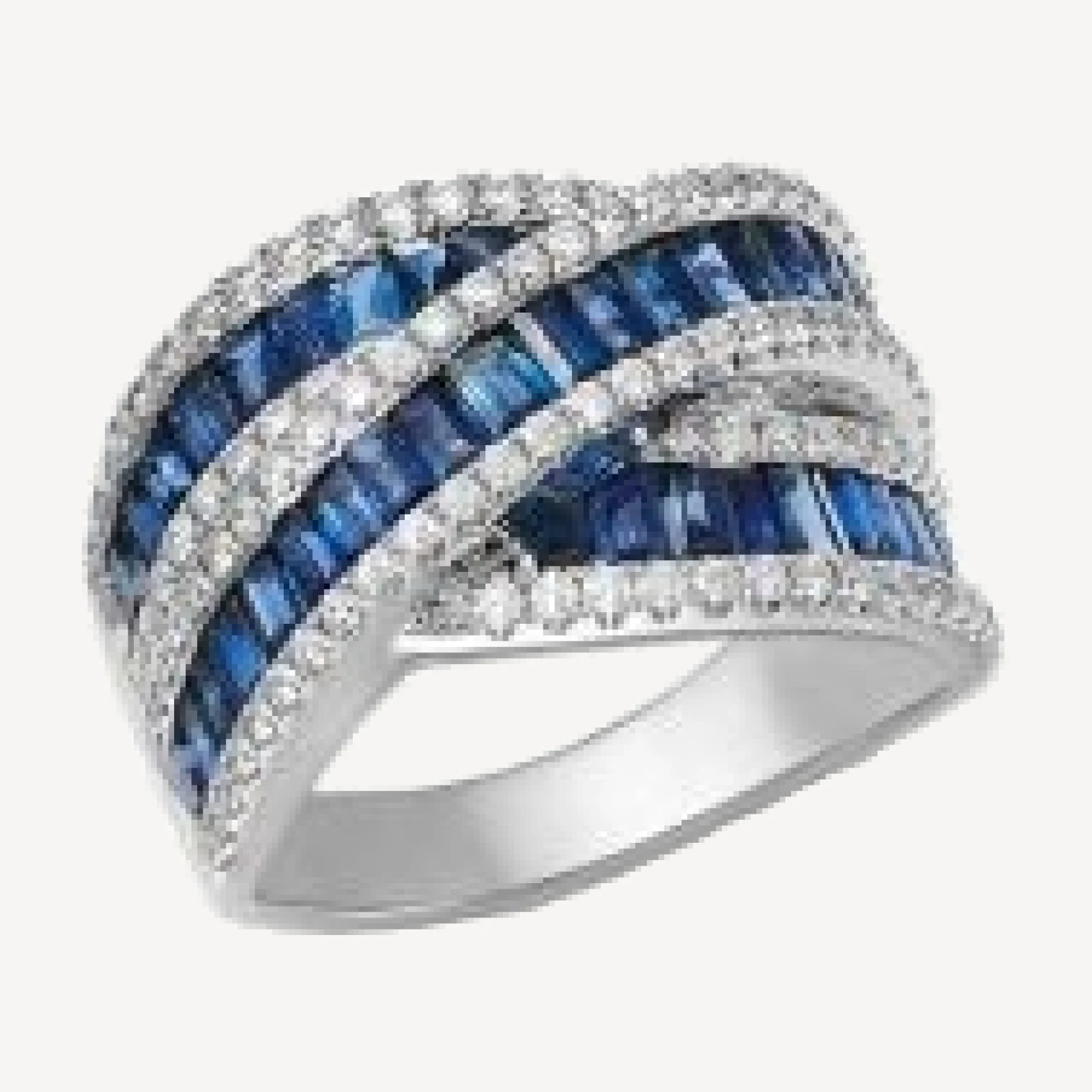 Bloomingdale's Fine Collection Blue Sapphire & Diamond Crossover Ring in 14K White Gold