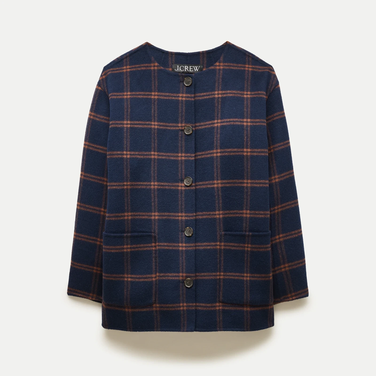 Bianca coat in plaid drapey wool blend