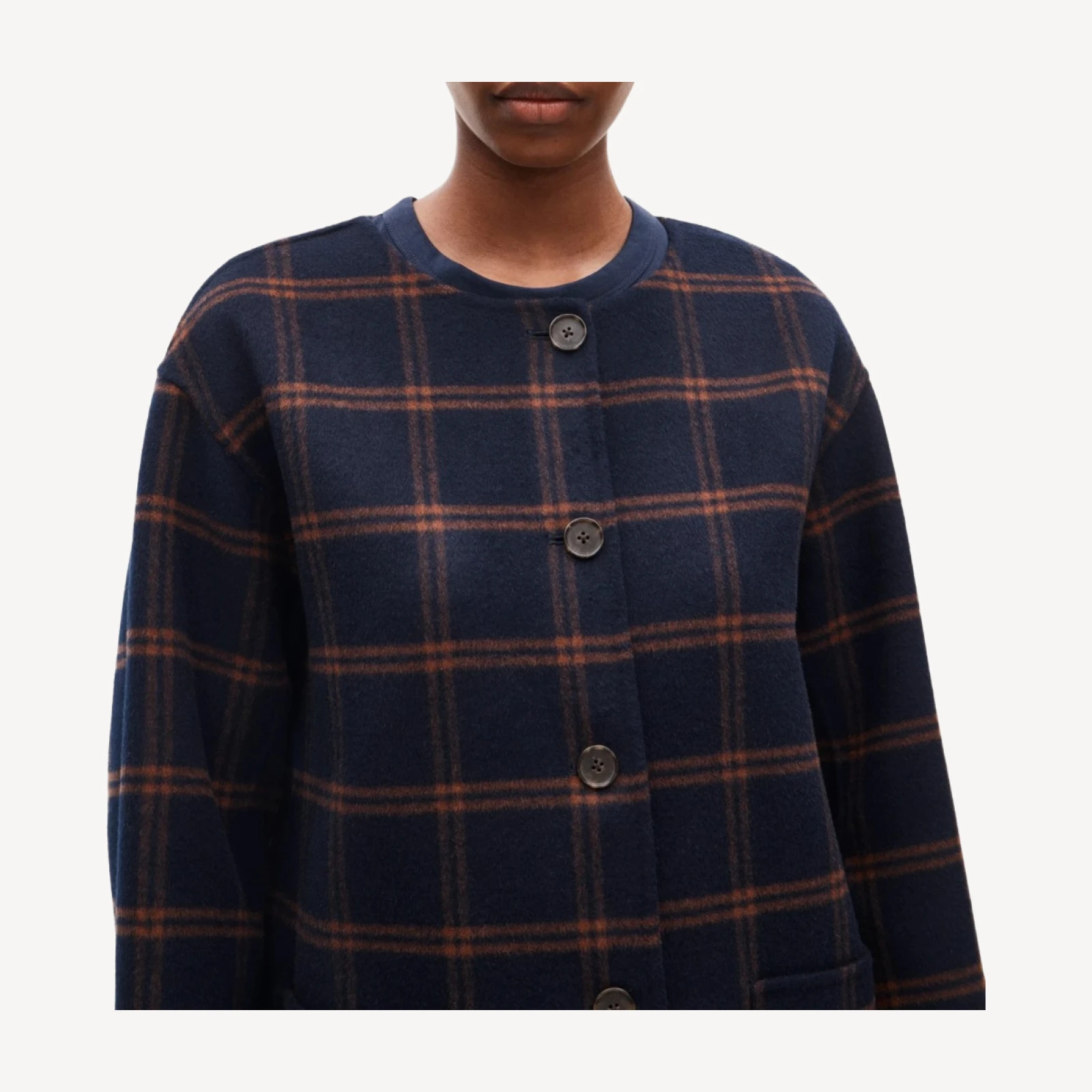 Bianca coat in plaid drapey wool blend