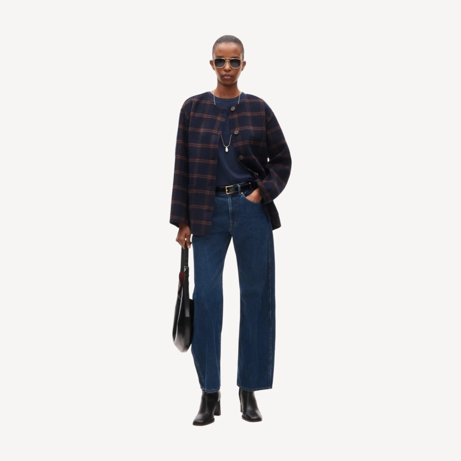 Bianca coat in plaid drapey wool blend