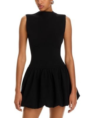 Aqua Ponte Mock Neck Bubble Mini Dress - Exclusive