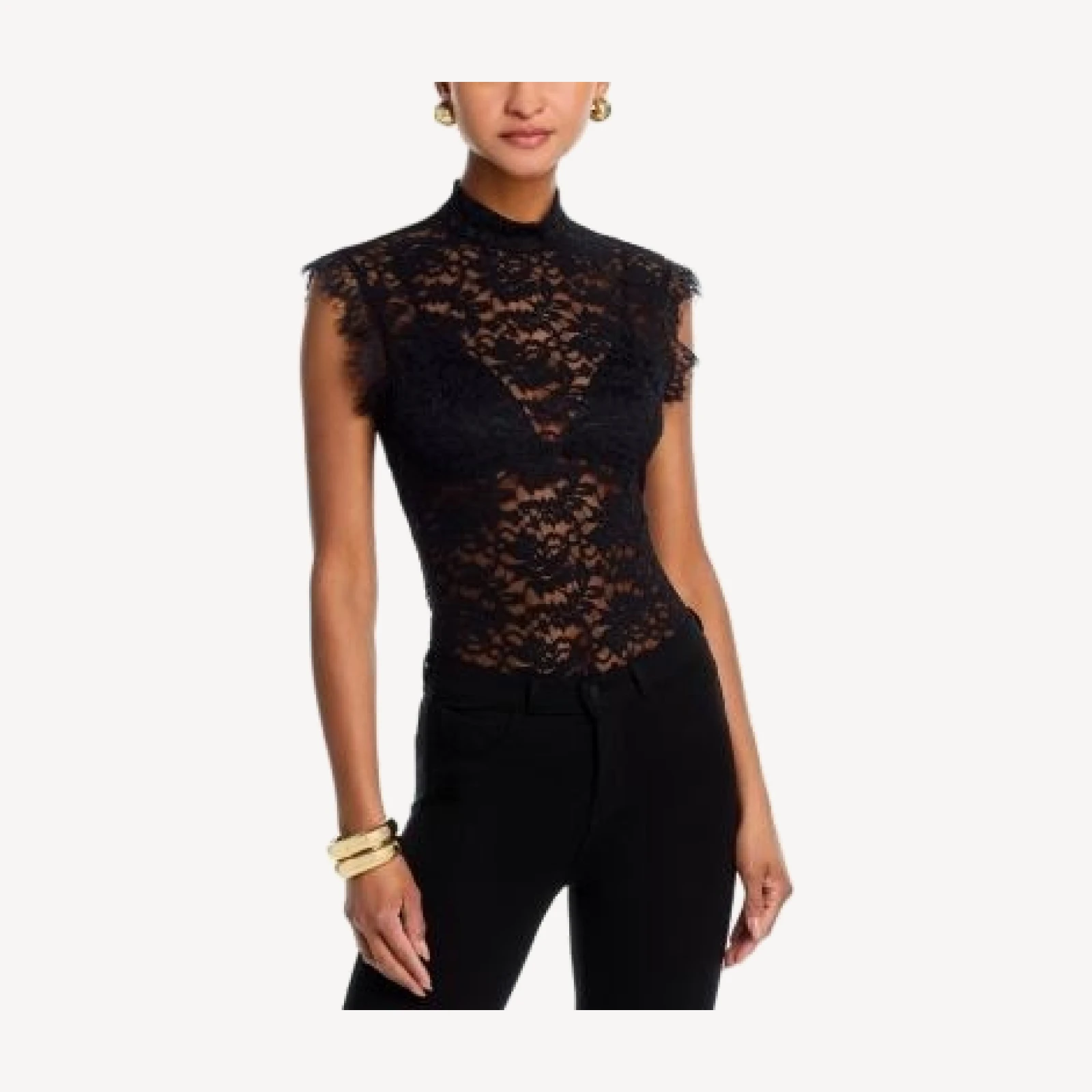 Aqua Mock Neck Lace Tank Top - Exclusive