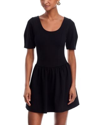 Aqua Ponte Scoop Neck Mini Dress - Exclusive