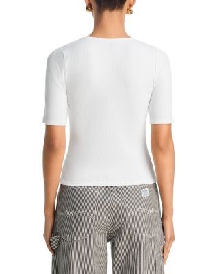 Aqua Ribbed Snap T Shirt - Exclusive