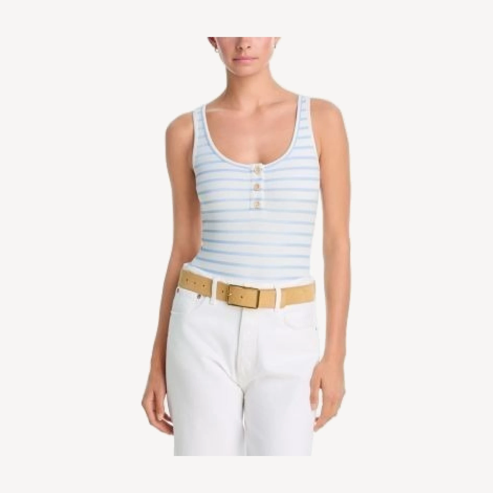 Aqua Striped Rib Button Bodysuit - Exclusive