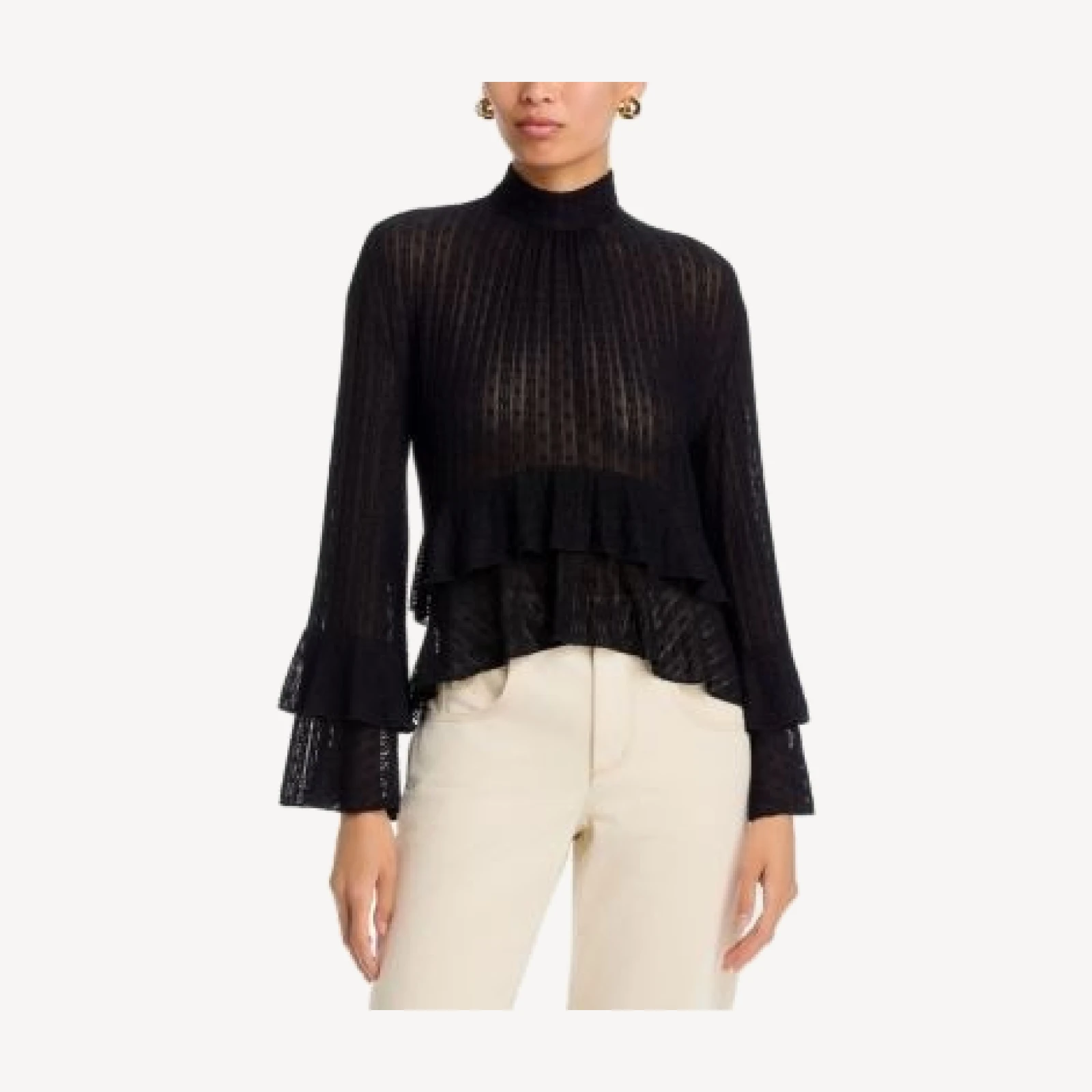 Aqua Mock Neck Ruffled Top - Exclusive