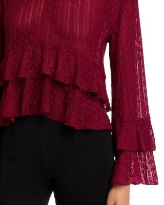 Aqua Mock Neck Ruffled Top - Exclusive