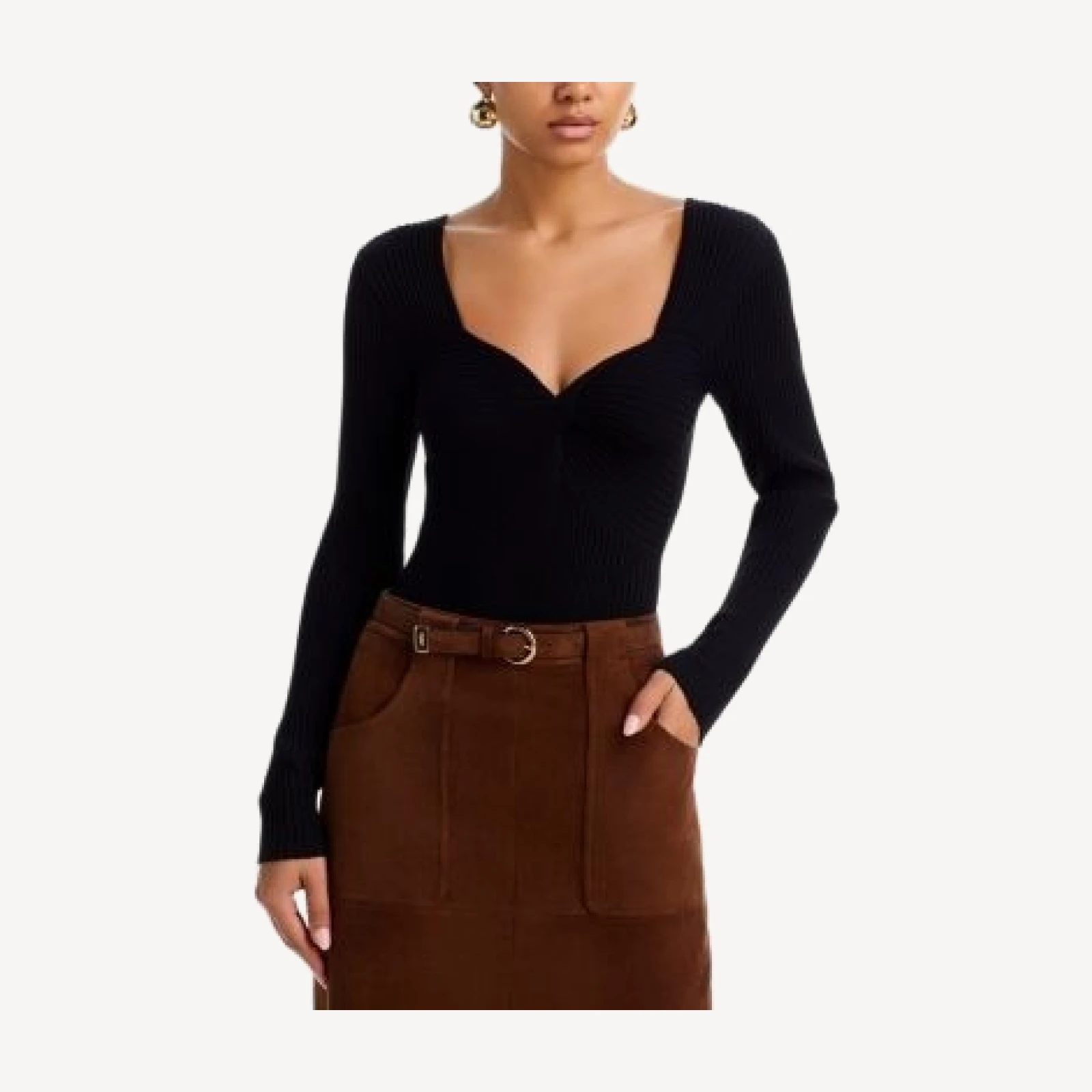 Aqua Ribbed Knit Long Sleeve Bodysuit - Exclusive