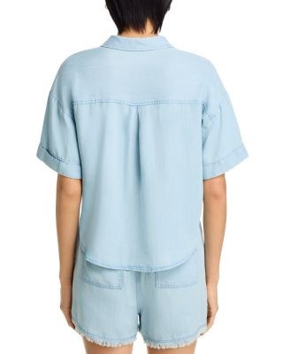 Aqua Chambray Button Front Top - Exclusive