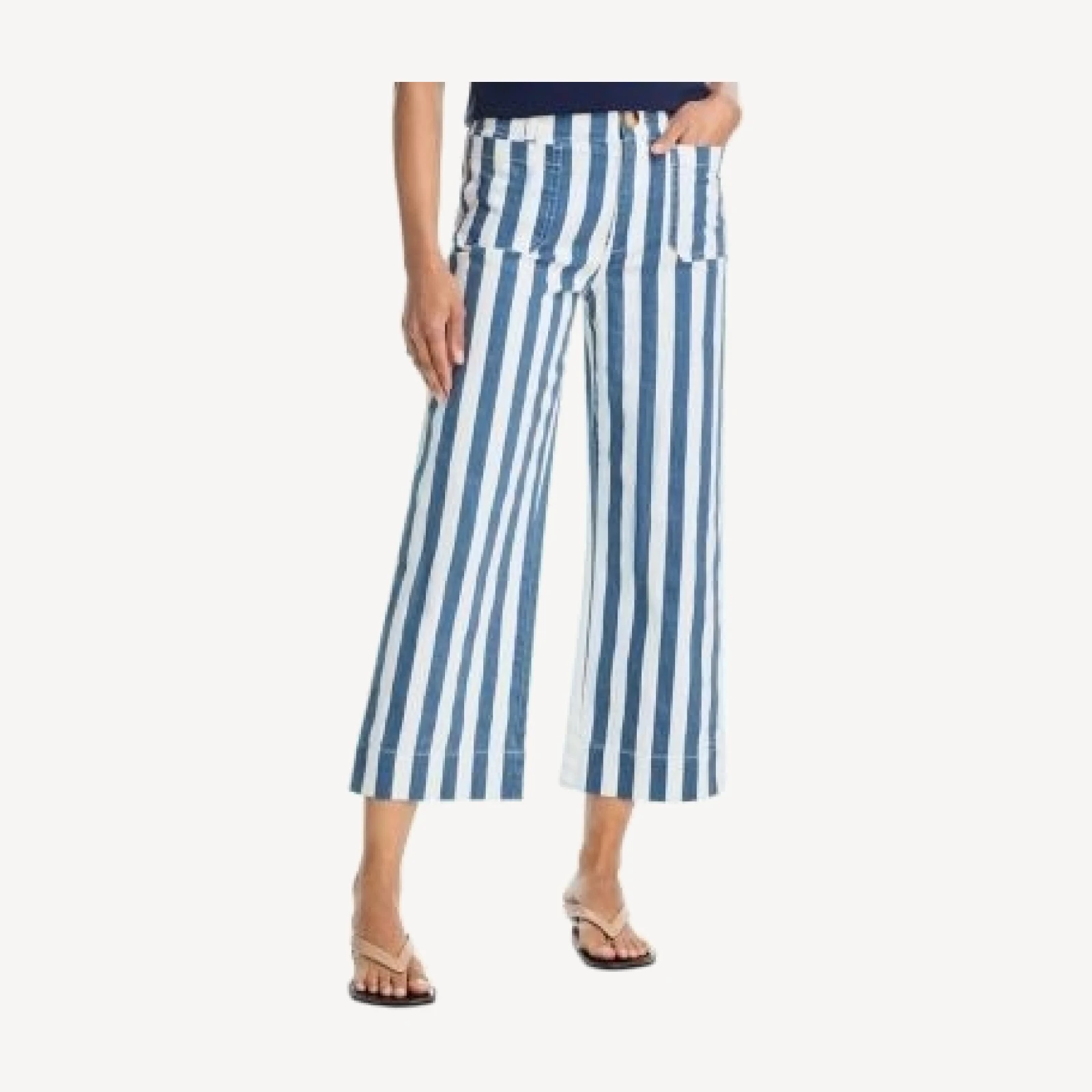 Aqua High Rise Wide Leg Cropped Jeans in Navy/White - Exclusive