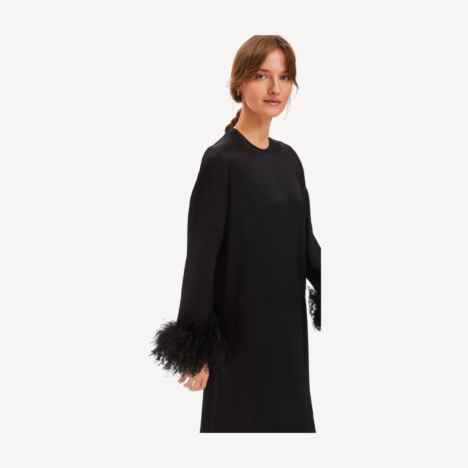 SLEEPER Suzi maxi dress with detachable feather boa