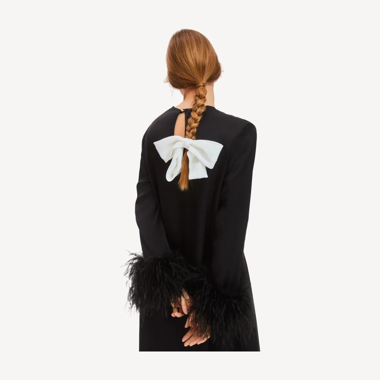 SLEEPER Suzi maxi dress with detachable feather boa