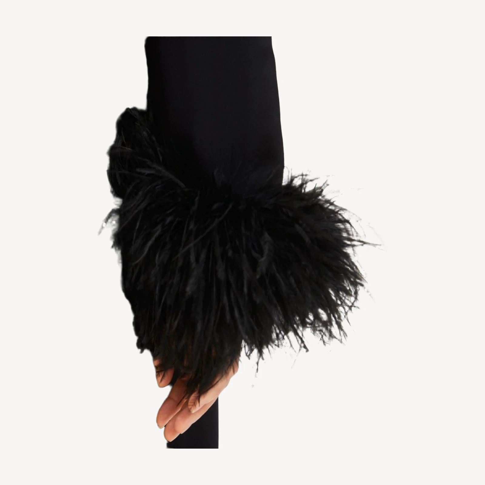 SLEEPER Suzi maxi dress with detachable feather boa