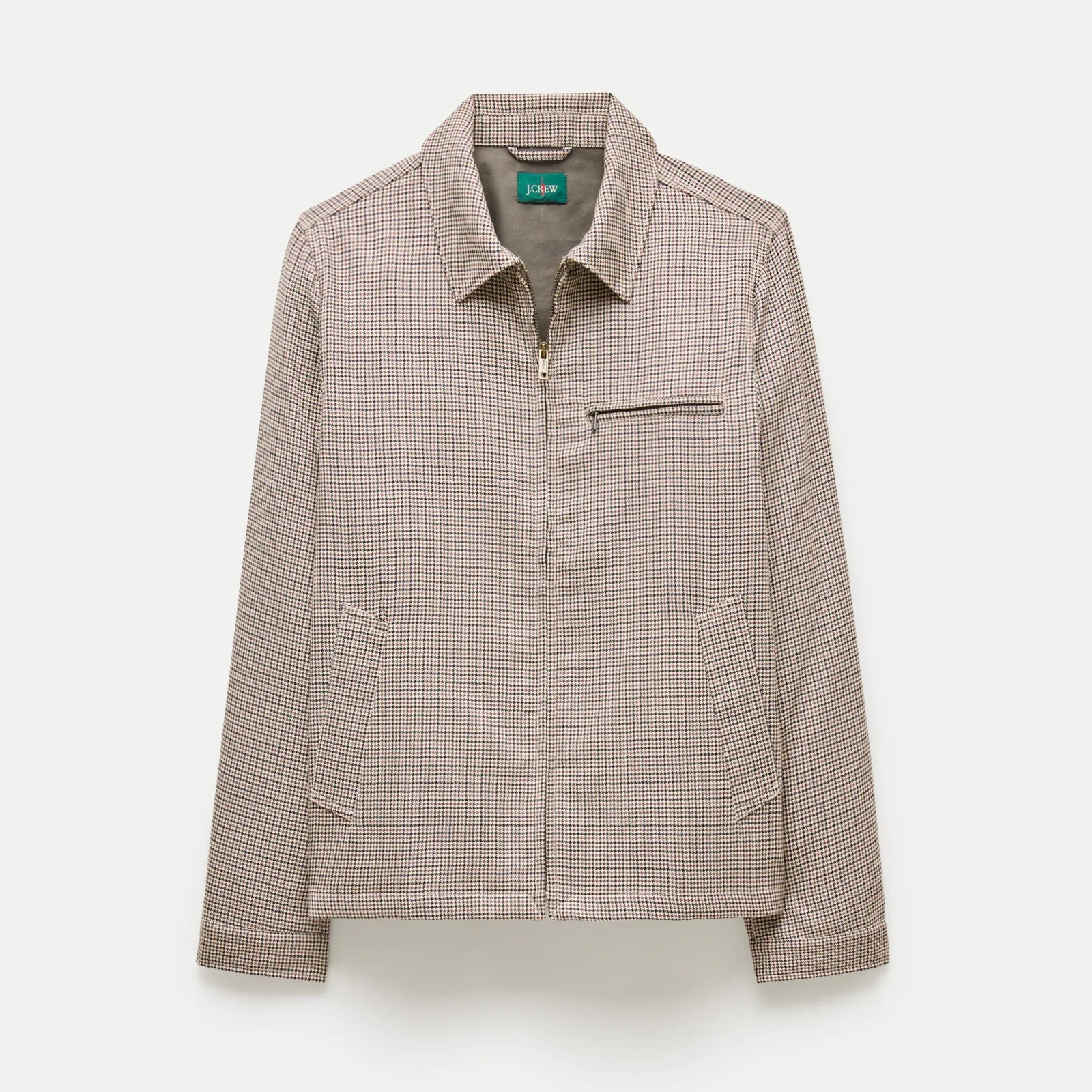 Harrington jacket in houndstooth cotton-wool blend