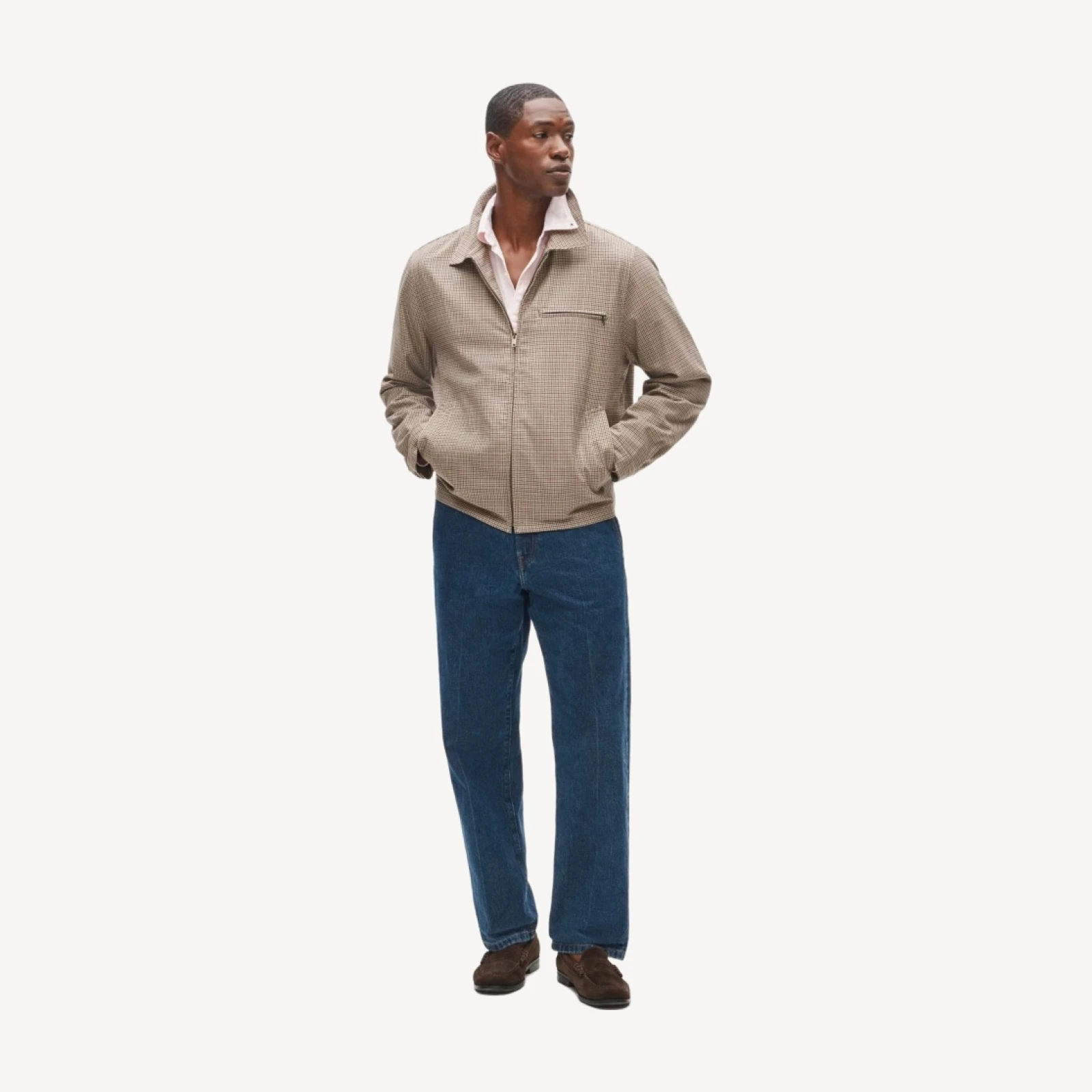 Harrington jacket in houndstooth cotton-wool blend