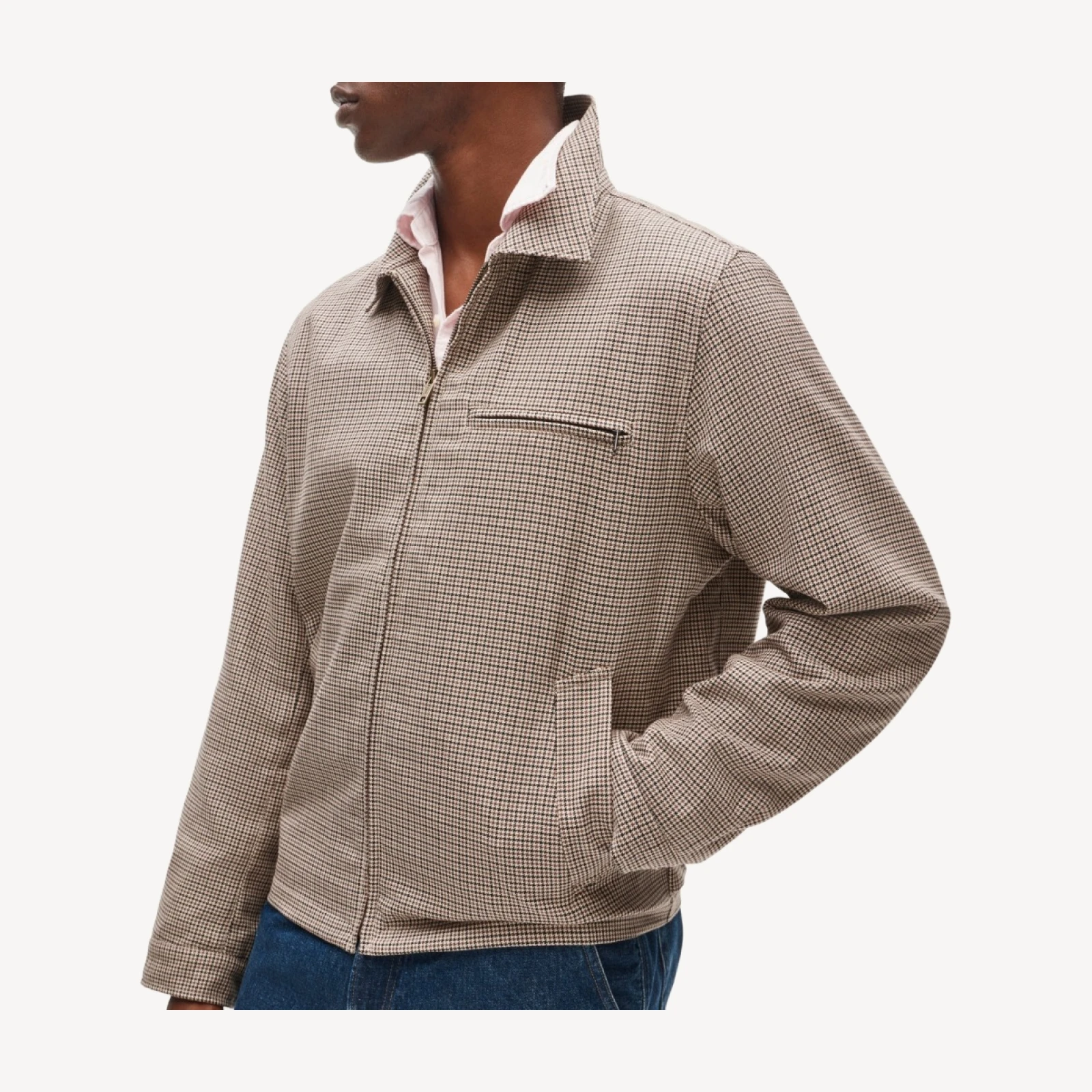 Harrington jacket in houndstooth cotton-wool blend