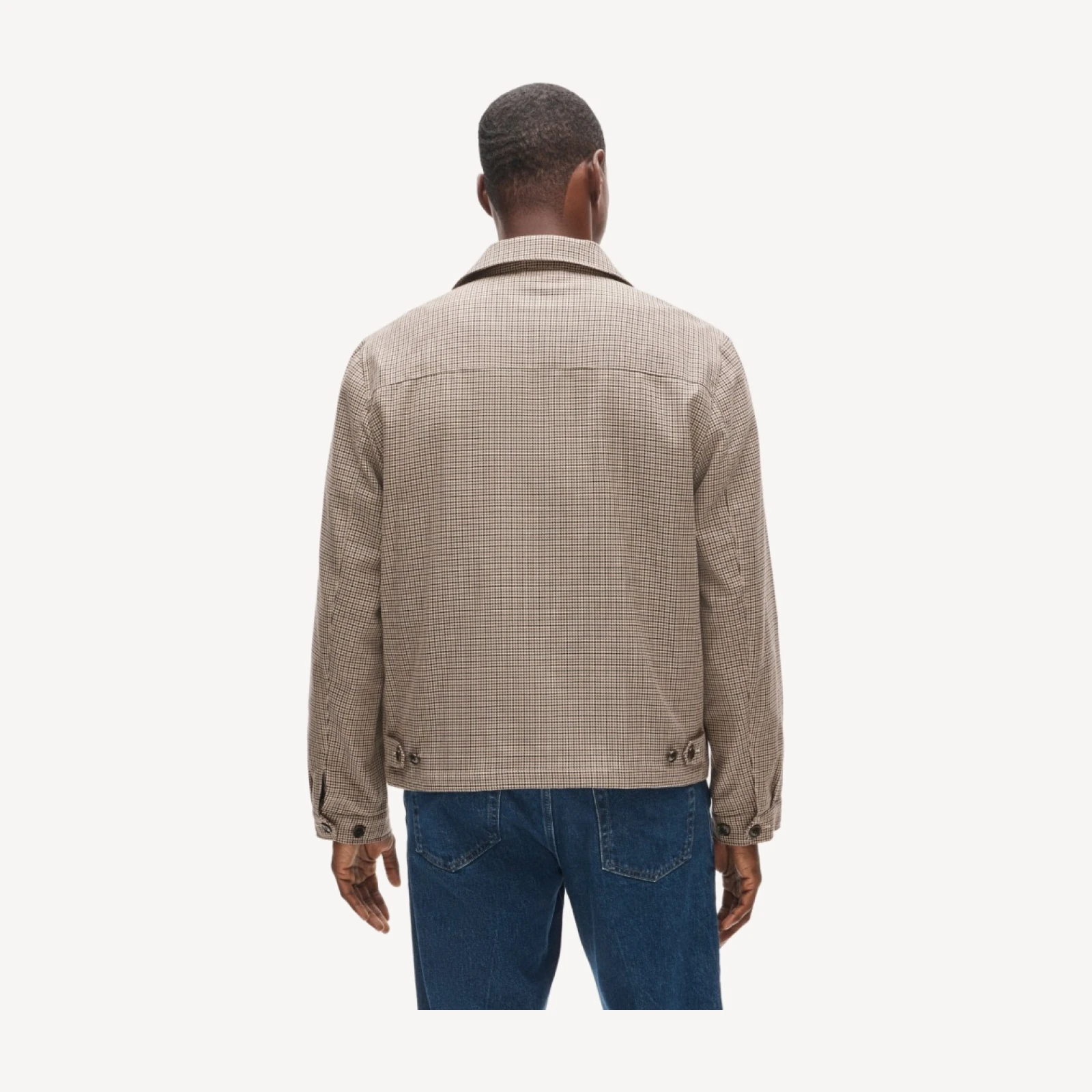 Harrington jacket in houndstooth cotton-wool blend