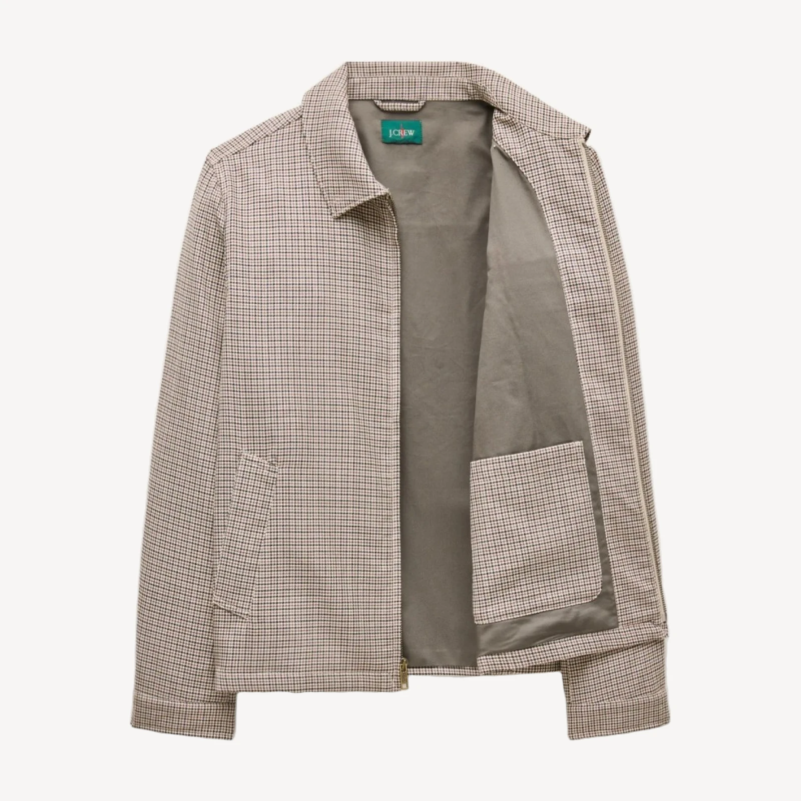 Harrington jacket in houndstooth cotton-wool blend