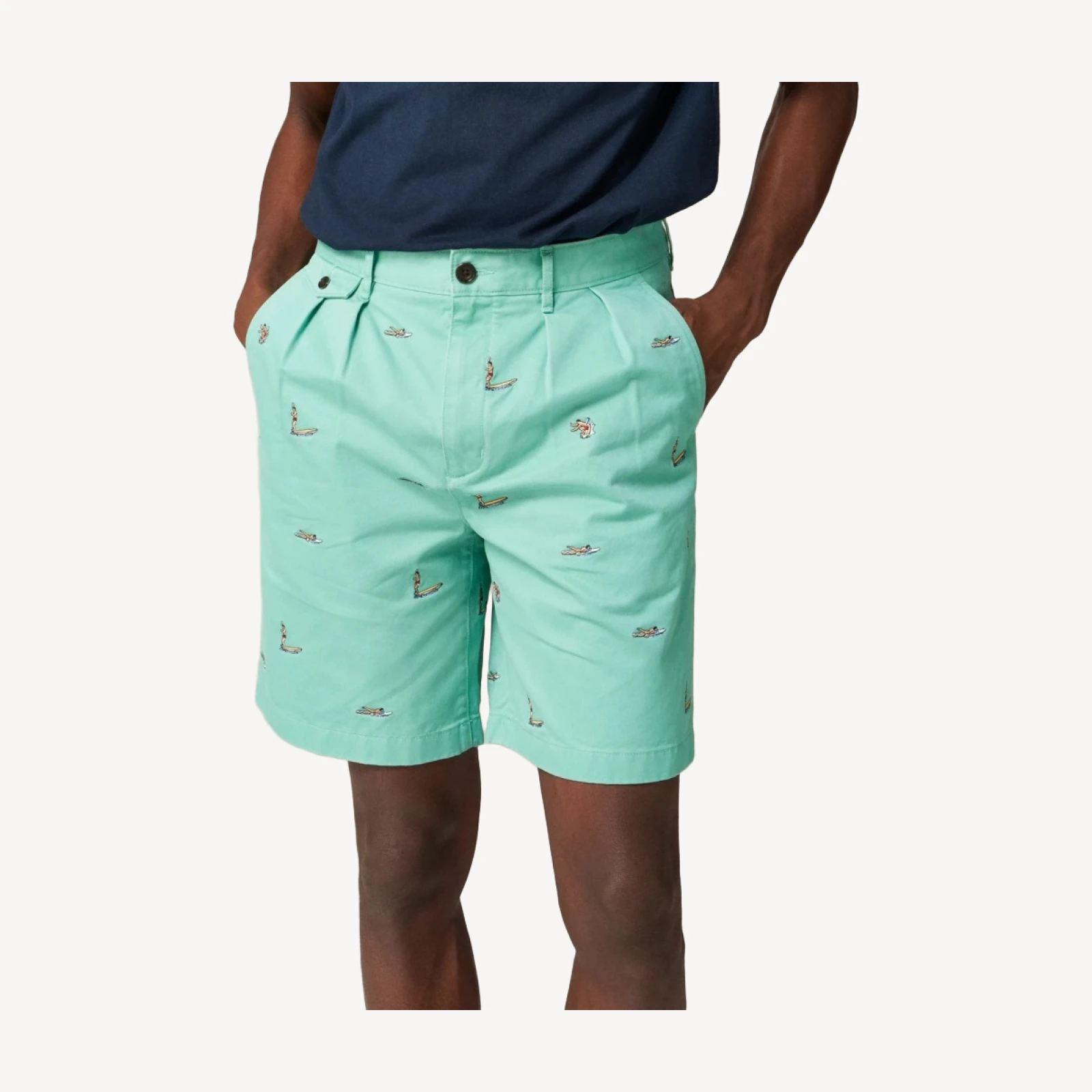 BEAMS PLUS X J.Crew 8.5'' pleated chino short with surfer embroidery